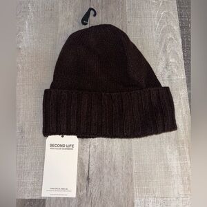 🥥NWT Tesma Cashmere Brown Folded Cuff Beanie